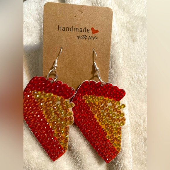 Pumpkin pie Rhinestones Handcrafted earrings - Picture 1 of 6